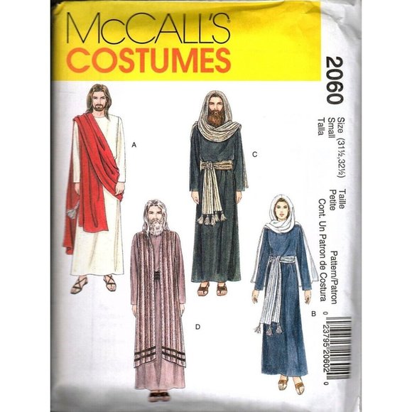 McCalls 2060 Adult Small 8 Bible Costume Easter Uncut Sewing Pattern New - Picture 1 of 2